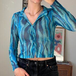motel rocks blue mesh shirt